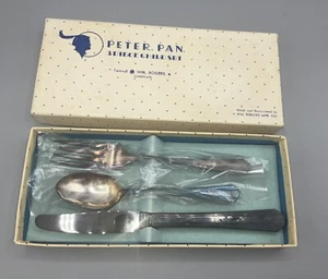 Vtg WM. Rogers PETER PAN 3-Piece Silver plate Childs Flatware Set *NEW* In Box - Picture 1 of 4