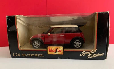 Mini Cooper Diecast Car Maisto Red W/White Top Special Edition #31219 1:24 Metal - Image 1 of 4