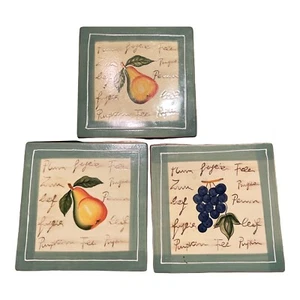 Style-Eyes von Baum Bros. 3er Set Untersetzer Obst. Birne Traube grün 8x8" - Bild 1 von 7