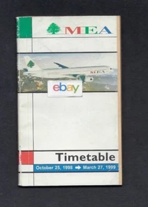 MEA MIDDLE EAST AIRLINES SYSTEM TIMETABLE 10-25-1998 A321 COVER-ROUTE MAP-AD'S - Picture 1 of 1