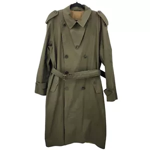 Vintage Army Green Military Trenchcoat XL Gürtel Schulterlasche Warcore Trenchcore - Bild 1 von 14