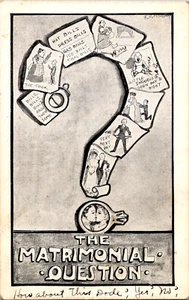 Alte Postkarte Die Ehefrage - Bild 1 von 2