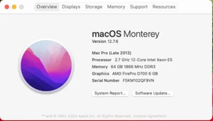 Apple Mac Pro 2013 Intel Xeon E5 12-Core 2.7GHz 2TB SSD 16GB RAM - Good - Picture 1 of 4