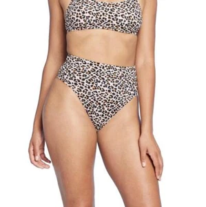 Xhilaration Bikini Junior a costine gamba alta vita alta fondo - stampa animalier, XS - Foto 1 di 2