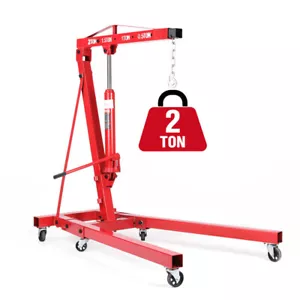 Engine Crane 2 Ton Hydraulic Hoist Folding Shop Mobile Lifter Workshop Lift - Picture 1 of 8