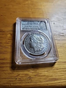 2021-O PRIVY MORGAN DOLLAR PCGS MS70 FIRST DAY OF ISSUE- SILHOUETTE LABEL - Picture 1 of 5