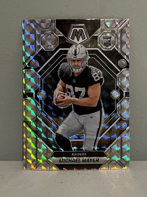 2023 Panini Mosaic #349 Michael Mayer Rookie Silver Mosaic PRIZM Raiders RC