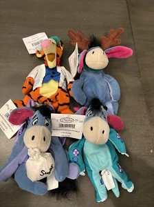 disney beanie babies reindeer eeyore, dinosaur eeyore,fairy eeyore, tigger - Picture 1 of 6
