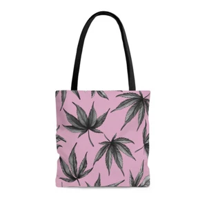 Pink Cannabis Leaf Tote Bag - Picture 1 of 13
