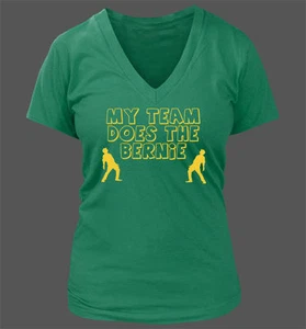 My Team Does the Bernie Women's V-Neck T-Shirt - Oakland Athletics A's Lean - Picture 1 of 4