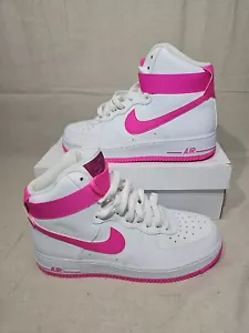 NOS RARO Nike Air Force 1 donna bianco alto fucsia vera bacca taglia 9,5 - Foto 1 di 7