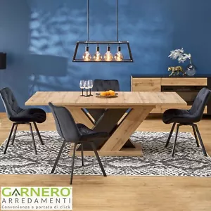 Tavolo con allunga riponibile internamente moderno 160/200cm rovere nero Wolly - Foto 1 di 11