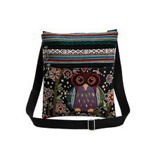 Owl Print Canvas Crossbody Tote with Pouches, Adjustable - Color 4