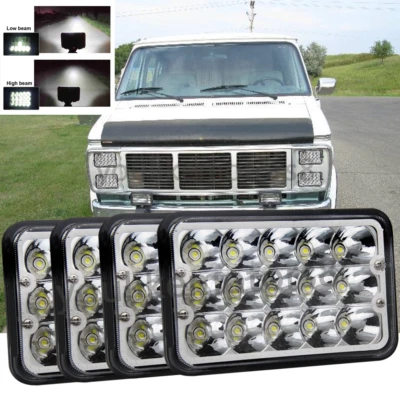 4pcs 4x6'' LED Headlights Hi/Lo Beam Fit for GMC C1500 Suburban G2500 G3500 Van - Image 1 of 4