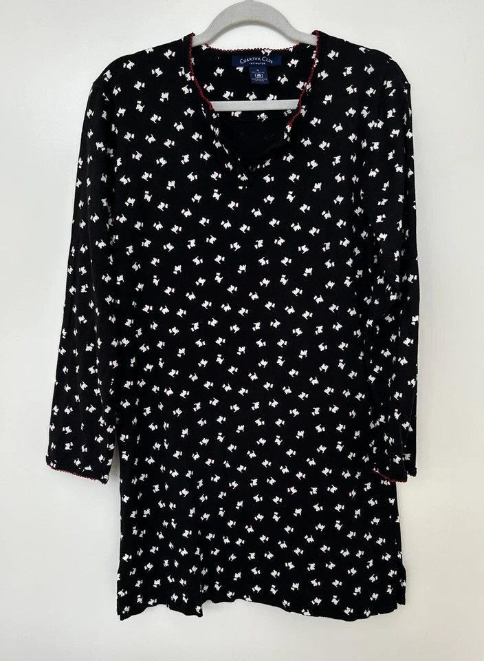 复古 Charter Club Intimates M Scotty 女式短睡衣棉 — 第 1/4 张图片