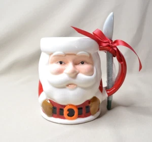 Jumbo Santa Mug With Spoon, Handpainted Ceramic Earthenware, Dishwasher Safe - Picture 1 of 9
