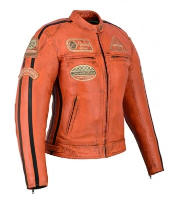 Chaqueta Para Mujer, Chaqueta Motorista, Chaqueta Custom, Naranja, Talla 36 a 46 - Imagen 1 de 4