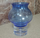 DANSK Art Glass Blue Bubble Votive Candle Holder  5"
