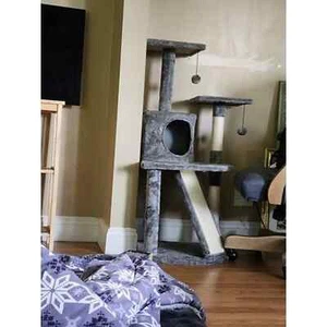 Cat Tree Tower Condo 5-Level Furniture w/ Perches Toys Ramp Gray 45” Indoor - Picture 1 of 11