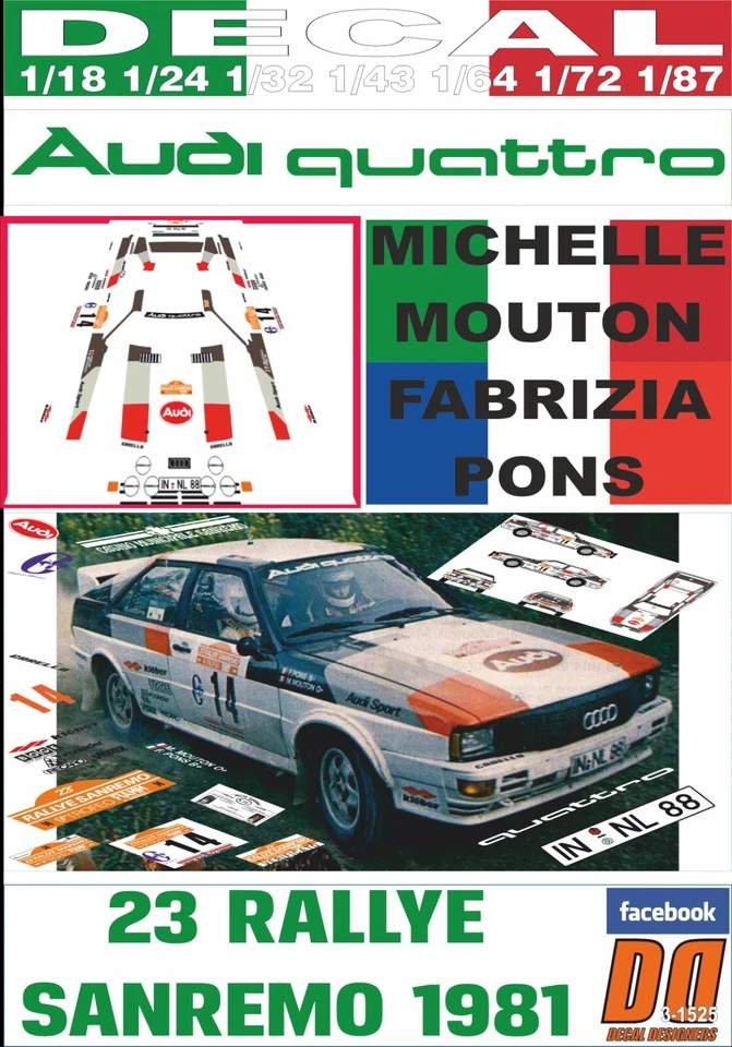 DECAL AUDI QUATTRO M.MOUTON R.SANREMO 1981 WINNER (08) - Image 1 of 1