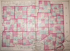 1871 Railroad & County Map ~ MORGAN, MONROE, BROWN, DECATUR Co., INDIANA
