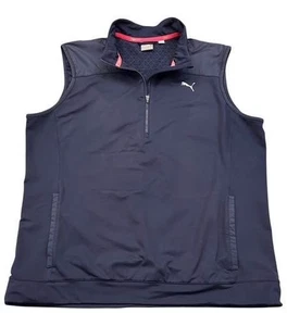 Puma Power Warm Mens XL ½ Zip Vest Dark Blue Kangaroo Pouch Stretch Lightweight - Picture 1 of 6