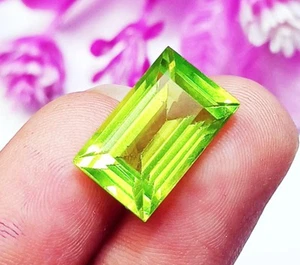 Natürlicher grüner Peridot Baguetteschliff 7,45 ct zertifizierter loser Edelstein - Bild 1 von 7