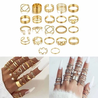 Damen Schmuck 22 Teile Set Mode Schmetterling Unendlichkeit Finger Knöchel Ring - Bild 1 von 4