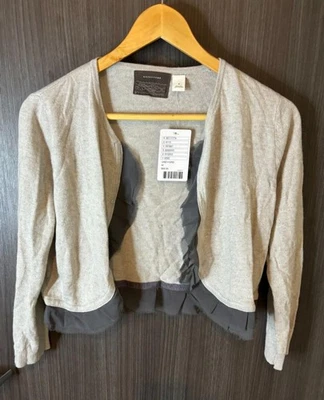 Cárdigan Suéter Para Mujer Ginebra Gris Medio Viscosa Volantes Frente Abierto Recortado Foto 1 de 4