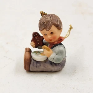 Berta Hummel CHRISTMAS TREATS Ornament 1999 Goebel Boy Dog Porcelain 1.75" - Picture 1 of 8