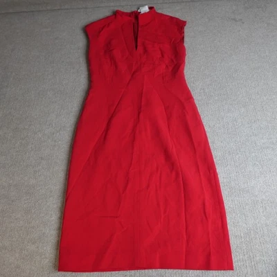 Vestido Max Mara Mujer 8 Rojo Lana Spandex Funda Cuello Dividido Sin Mangas Italia Foto 1 de 4