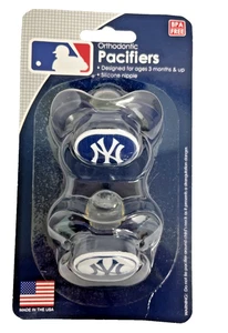 NY Yankees Officially Licensed Orthodontic Pacifiers Made in USA 2 Pack NEW - Picture 1 of 4