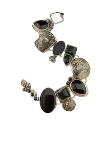Echo der Träumerin Margaret Thurman Sterling Armband Fossil Druzy Onyx 61 g - Bild 1 von 12