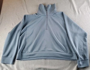 Spanx Air Essentials 1/2 Zip Sweatshirt Womens 3X Sage Blue Stretch Pullover - Picture 1 of 20