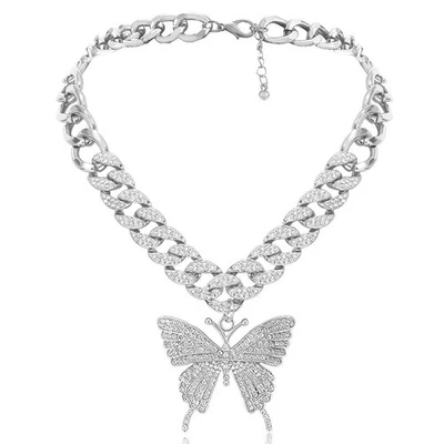 Colar Gargantilha de Strass Statment Grande Borboleta Colar Feminino... - Imagem 1 de 4