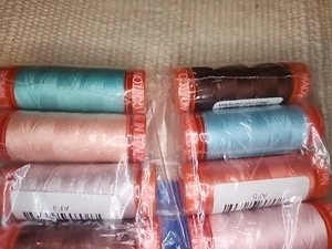 New - SEWING THREAD LOT- 10 Small Spools-Aurifil Cotton 50wt Assorted  - Picture 1 of 5