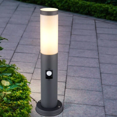 LED Stand Leuchte Anthrazit Bewegungsmelder Außen Garten Sockel Steh Lampe - Bild 1 von 4