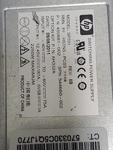 Fuente de alimentación 450881-002 544660-002 AH332A C7000 2250W 48VDC 544660-001 - Imagen 1 de 6
