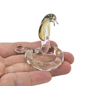 2¼" L Clear Cobra Snake Glass Figurine Serpent Miniature Reptiles Crystal Animal - Picture 1 of 8