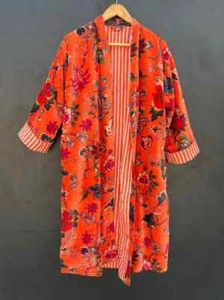 Luxury Velvet Fringe Jacket Coat Kimono Duster Floral Printed Kimono Long Jacket - Picture 1 of 3