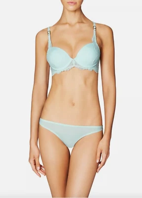 Nuevo con etiquetas Sujetador Stella McCartney SMOOTH & LACE / 2 Bikinis, 32F / S Azul Cambridge *** Foto 1 de 4