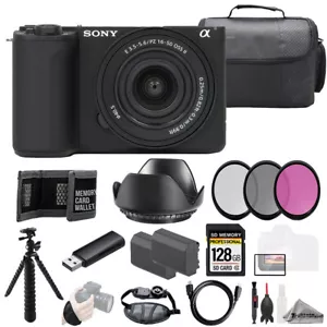 Sony ZV-E10 II with 16-50mm Lens (Black) 128GB + Ext Bat+ 3 PC Filter- Kit - Picture 1 of 11