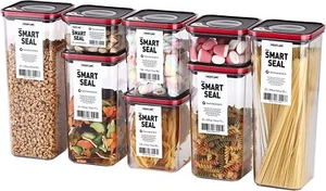 8 SET, Neoflam Airtight Square Smart Seal Kitchen Pantry Organizer Set BPA Free - Picture 1 of 11