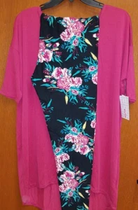 NWT LULAROE IRMA SMALL DARK PINK MODAL, TC DISNEY ROSES PINK ON BLACK *UNICORN* - Picture 1 of 8