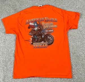 Harley Davidson Shirt Mens Large Orange Short Sleeve Biker Eagle Motorcycle - Picture 1 of 11