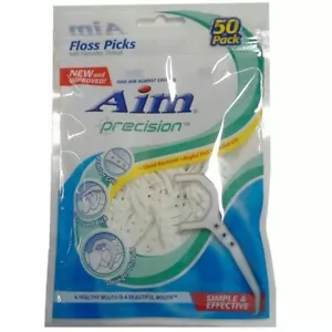 50 Count Aim Precision Floss Picks With Fluoridex Thread Comfort Grip Angled NGL - Picture 1 of 1