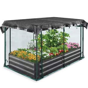 Quictent Galvanized Raised Garden Bed with Crop Cage Plant Protection Net Ten... - Picture 1 of 9