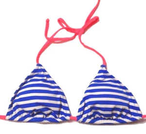 J. CREW HALTER TOP SWIM Nautical BRIGHT NEON BLUE STRIPES Bikini PICK SZ - Picture 1 of 1