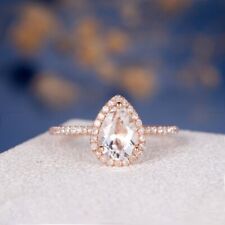 14k Rose Gold Topaz Diamond Anniversary Statement Engagement Ring For Women