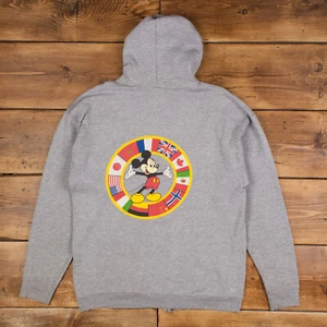 Vintage Mickey Inc Disney Hoodie XL 90s USA Made Epcot Roundneck Full Zip Mens - Imagen 1 de 8